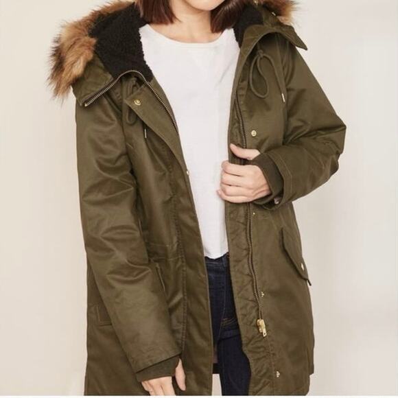 J. Crew Jackets & Blazers - J Crew Size XS Perfect Parka Coat Eco Friendly Primaloft Green FLAW